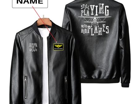 Still Playing With Airplanes Designed PU Leather Jackets Supply