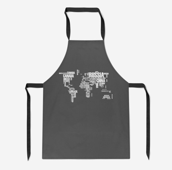 World Map (Text) Designed Kitchen Aprons For Cheap