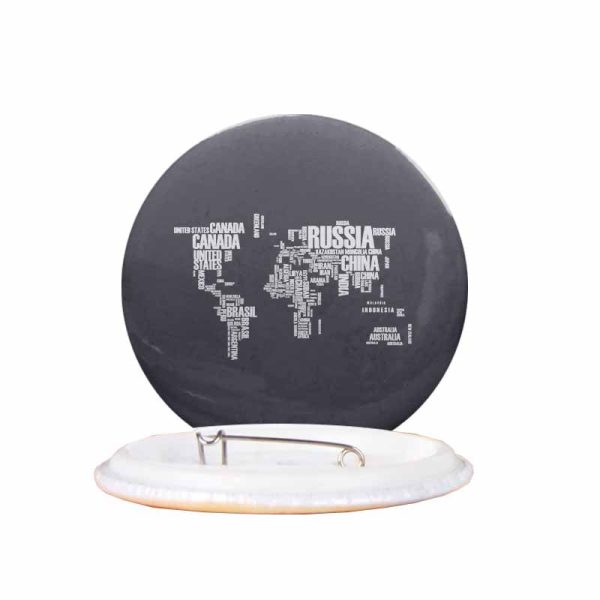 World Map (Text) Designed Pins Fashion