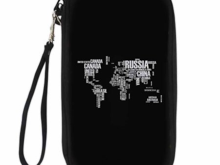 World Map (Text) Designed Travel Cases & Wallets Fashion