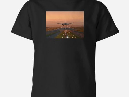 Super Cool Landing During Sunset Designed Children T-Shirts For Sale