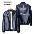 Trust Me I m a Pilot Designed PU Leather Jackets For Cheap