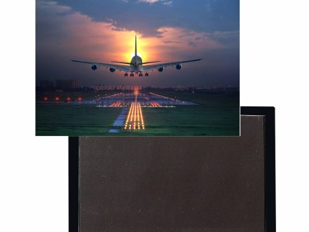 Super Airbus A380 Landing During Sunset Designed Magnets Online