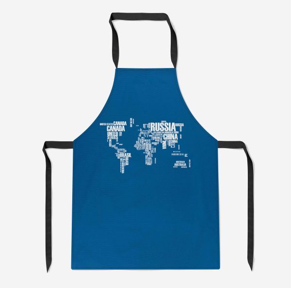 World Map (Text) Designed Kitchen Aprons For Cheap