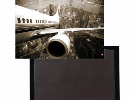 Departing Aircraft & City Scene behind Designed Magnets on Sale