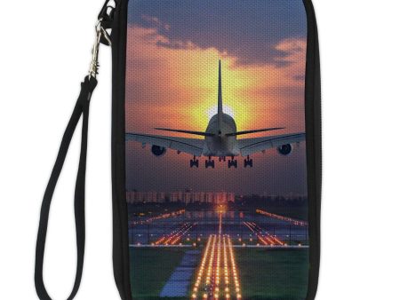 Super Boeing 747 Landing During Sunset Designed Travel Cases & Wallets Supply