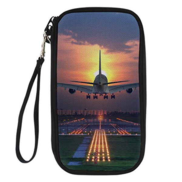 Super Boeing 747 Landing During Sunset Designed Travel Cases & Wallets Supply