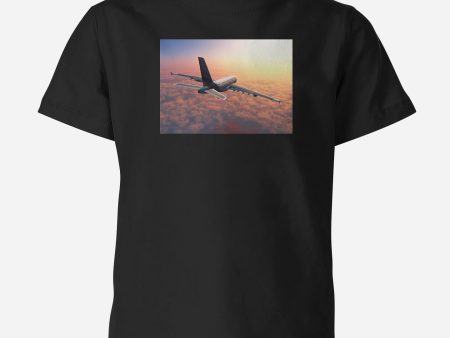 Super Cruising Airbus A380 over Clouds Designed Children T-Shirts For Cheap