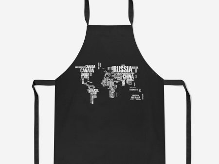 World Map (Text) Designed Kitchen Aprons For Cheap