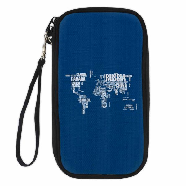 World Map (Text) Designed Travel Cases & Wallets Fashion