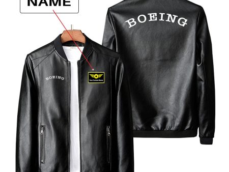 Special BOEING Text Designed PU Leather Jackets Cheap