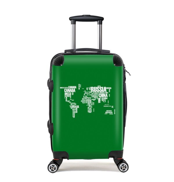 World Map (Text) Designed Cabin Size Luggages Supply