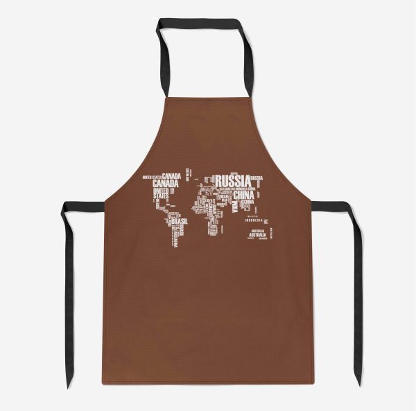 World Map (Text) Designed Kitchen Aprons For Cheap