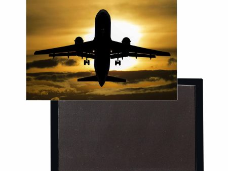 Departing Passanger Jet During Sunset Designed Magnets For Sale