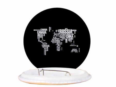 World Map (Text) Designed Pins Fashion