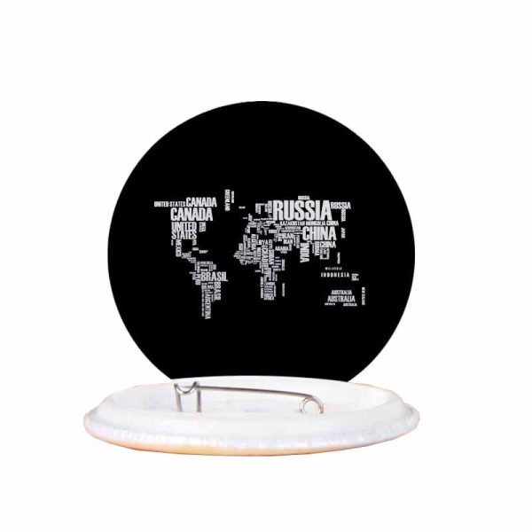 World Map (Text) Designed Pins Fashion