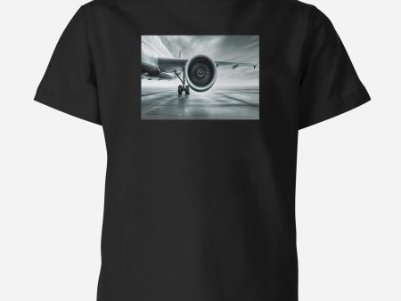 Super Cool Airliner Jet Engine Designed Children T-Shirts Supply