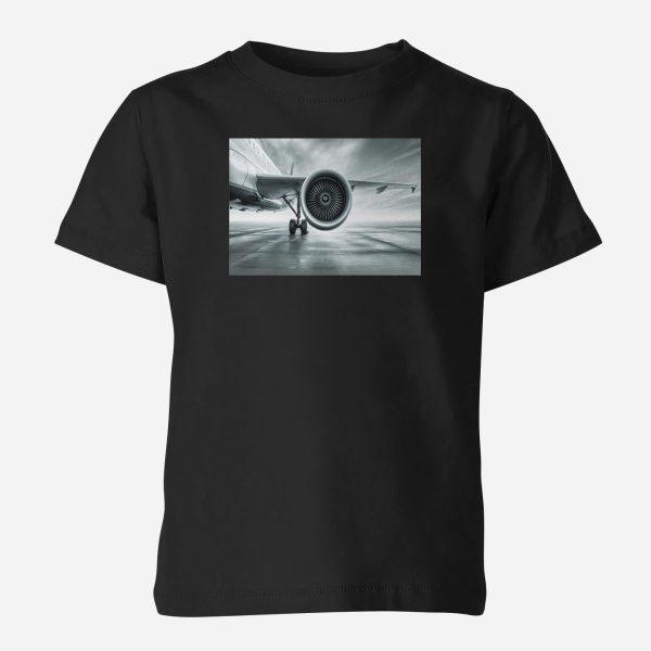 Super Cool Airliner Jet Engine Designed Children T-Shirts Supply