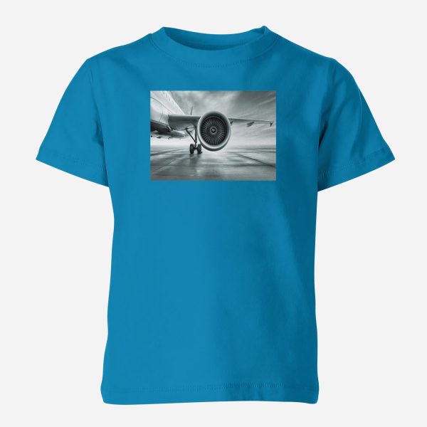 Super Cool Airliner Jet Engine Designed Children T-Shirts Supply