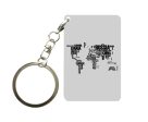 World Map (Text) Designed Key Chains Sale