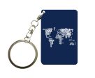 World Map (Text) Designed Key Chains Sale