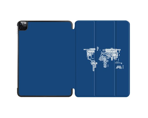 World Map (Text) Designed iPad Cases For Discount