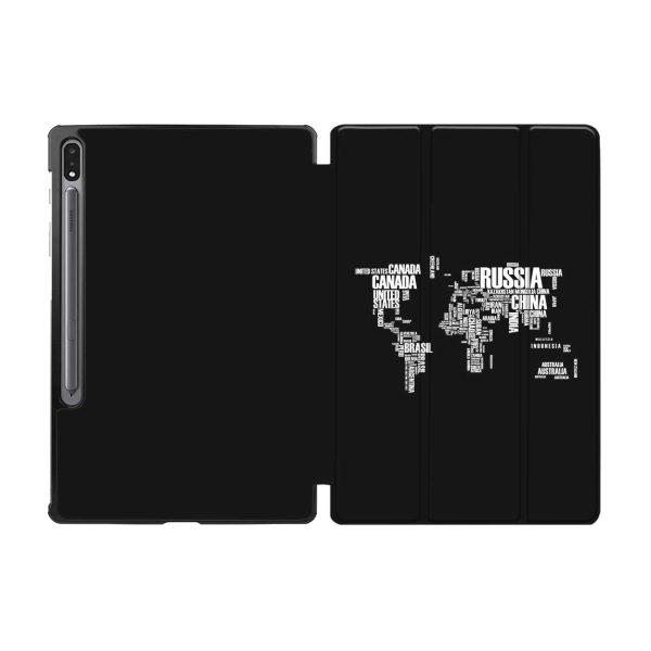 World Map (Text) Designed Samsung Tablet Cases For Discount