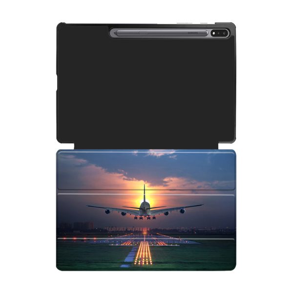 Super Airbus A380 Landing During Sunset Designed Samsung Tablet Cases Online