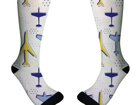 Very Colourful Airplanes Designed Socks Online Hot Sale