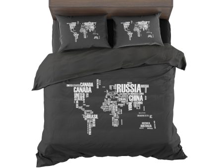 World Map (Text) Designed Bedding Sets Online Hot Sale