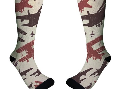 Vintage & Jumbo Airplanes Designed Socks For Cheap