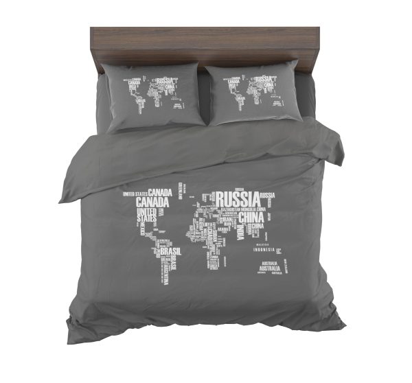 World Map (Text) Designed Bedding Sets Online Hot Sale