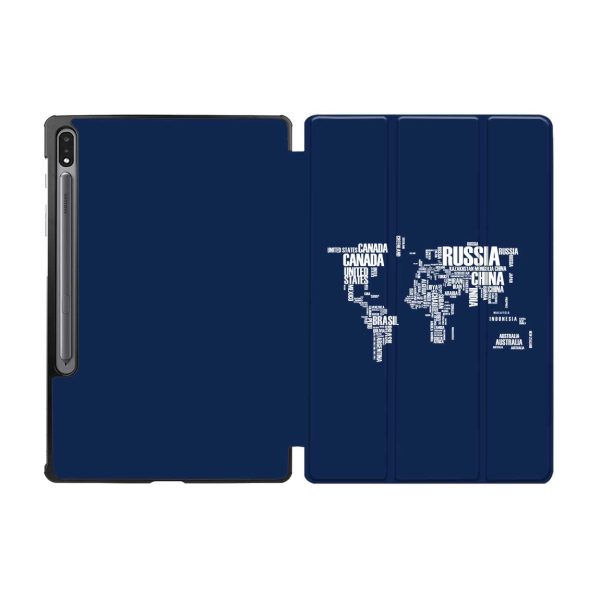 World Map (Text) Designed Samsung Tablet Cases For Discount