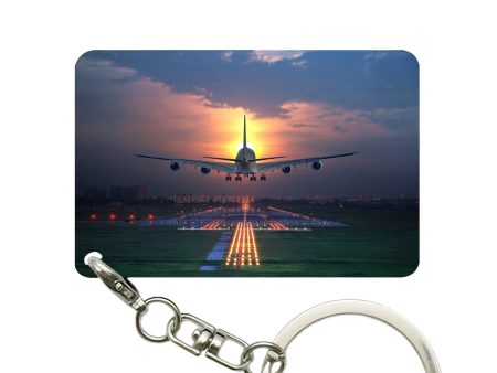 Super Airbus A380 Landing During Sunset Designed Key Chains Online