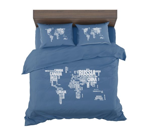 World Map (Text) Designed Bedding Sets Online Hot Sale