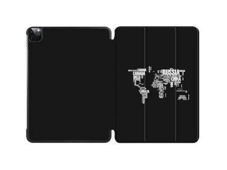 World Map (Text) Designed iPad Cases For Discount