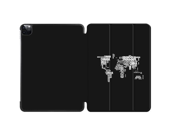 World Map (Text) Designed iPad Cases For Discount